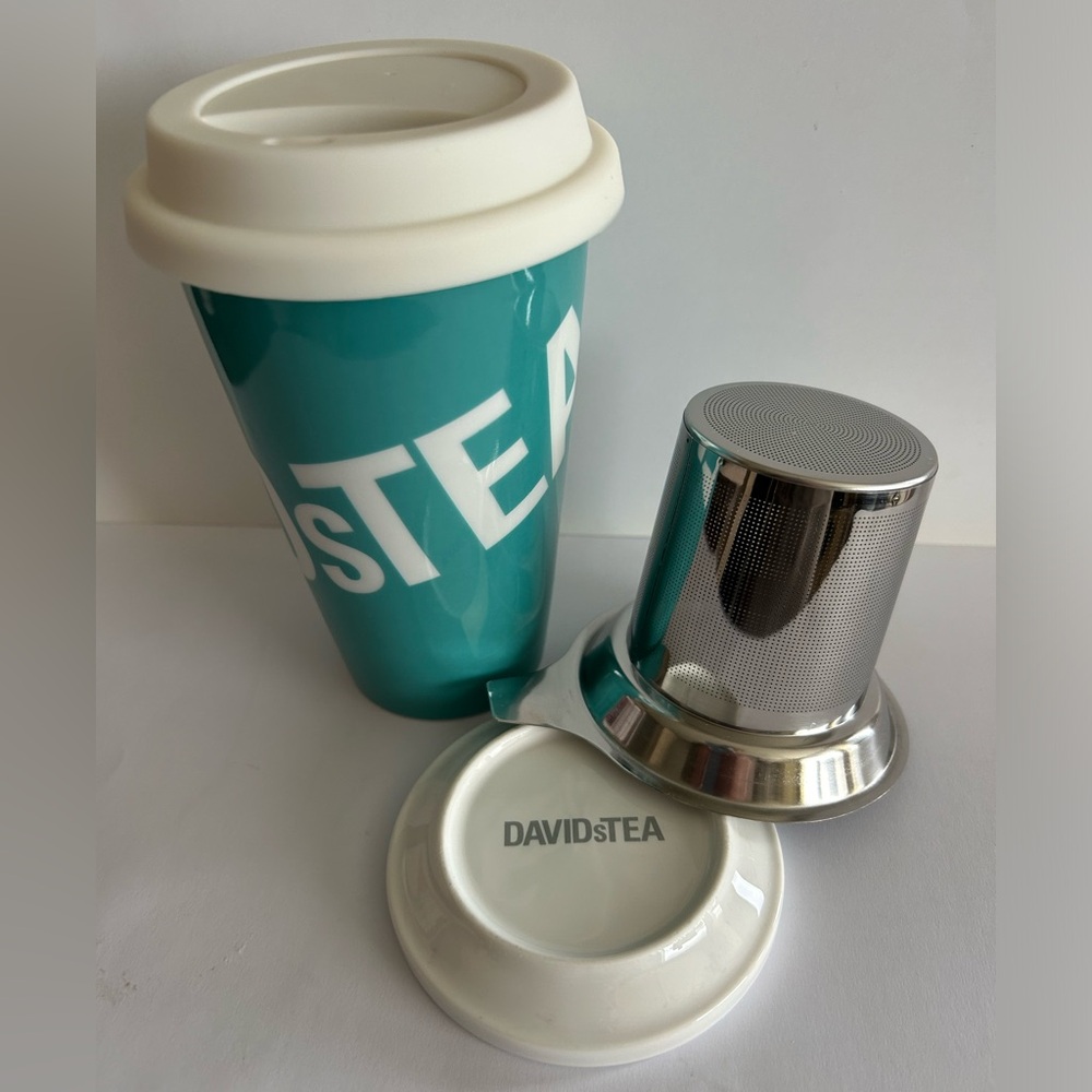 David's Tea Ceramic To-Go Mug with Silicone Lid